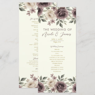 Programme de mariage botanique Fleur Mauve Ivoire 