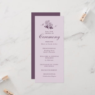 Programme de mariage botanique français lilas