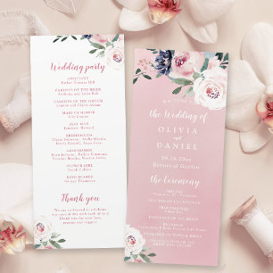 Programme de mariage botanique rose floral en fleu