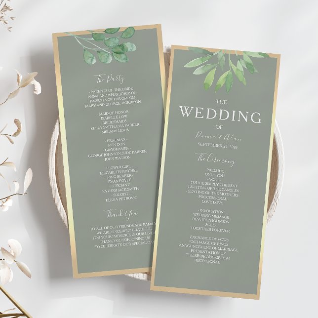 Programme de mariage botanique vert sauge (Créateur téléchargé)