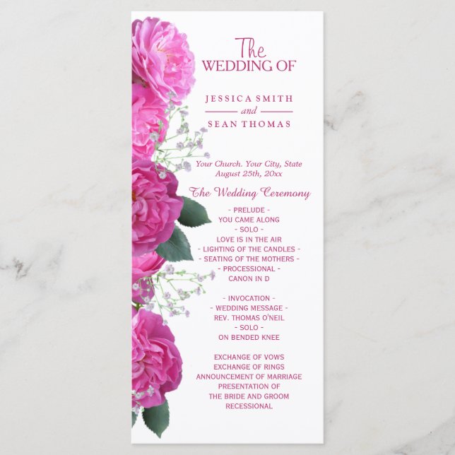 Programme de mariage Bouquet Floral Romantique (Devant)