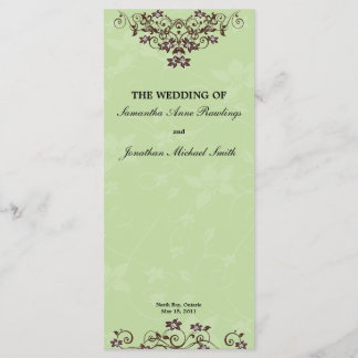 Programme de mariage Brown à la menthe verte et au