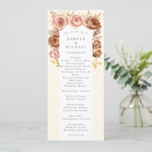 Programme de mariage Brown rose en or rose