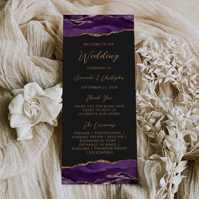 Programme de mariage Budget Agate Violet Or Foncé (Créateur téléchargé)
