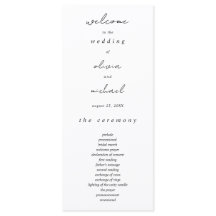 Programme de mariage calligraphié minimaliste