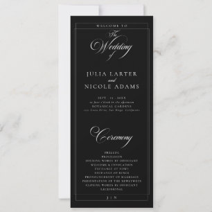 Programme de mariage calligraphié sur ivoire noir 