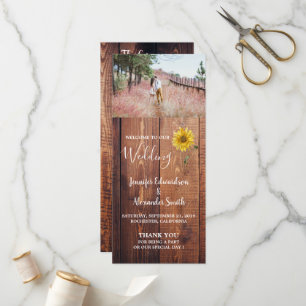 Programme de mariage campagnard de tournesol de gr