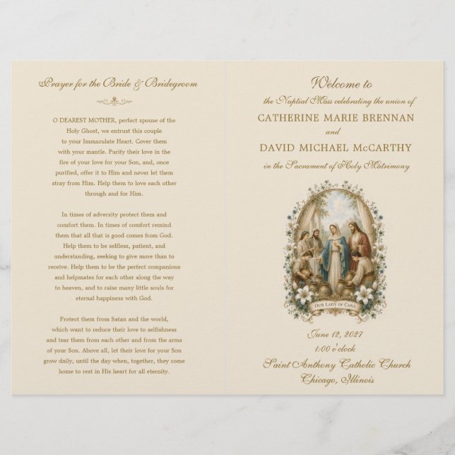 Programme de Mariage Catholique à Cana Messe Nupti (Devant)