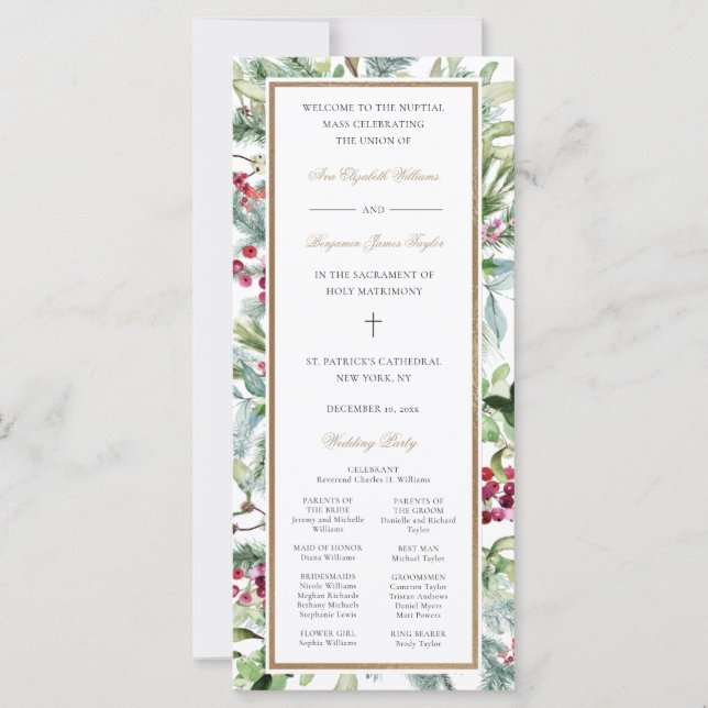 Programme de mariage catholique à feuillage de Noë (Devant)