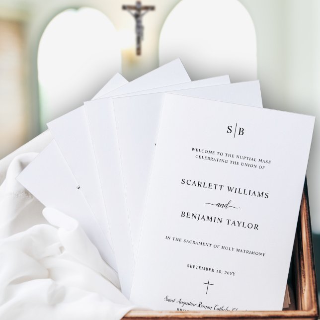 Programme de mariage catholique avec monogramme et (Créateur téléchargé)