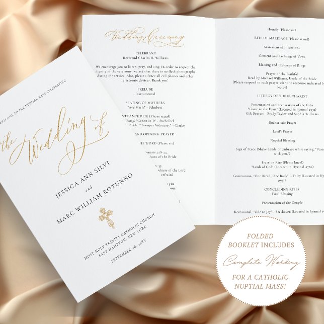 Programme de mariage catholique élégant en or Mess (Créateur téléchargé)
