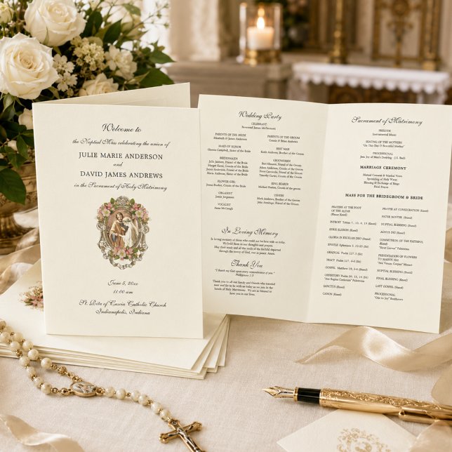 Programme de Mariage Catholique Élégant Messe Lati (Créateur téléchargé)