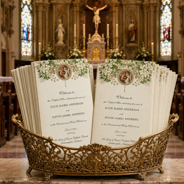 Programme de mariage catholique floral (Créateur téléchargé)