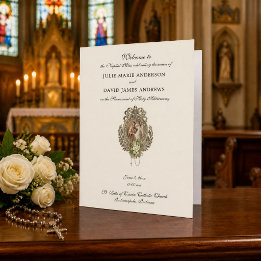 Programme de mariage catholique floral vintage Mat