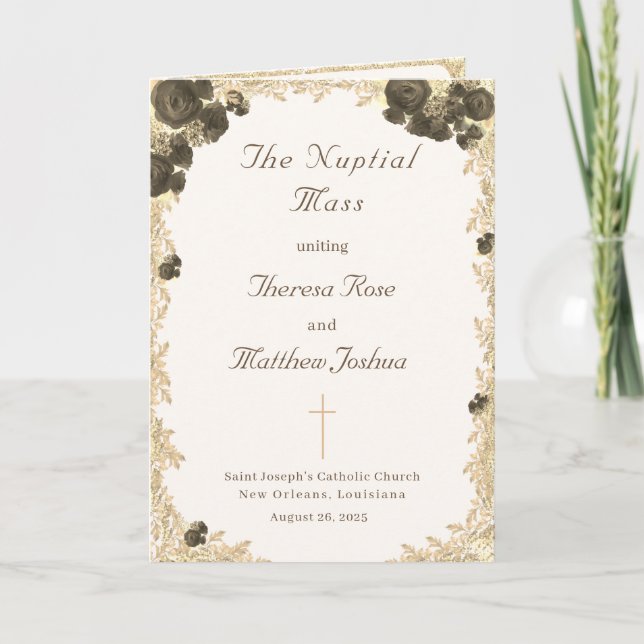 Programme de mariage catholique Rose organisé (Devant)