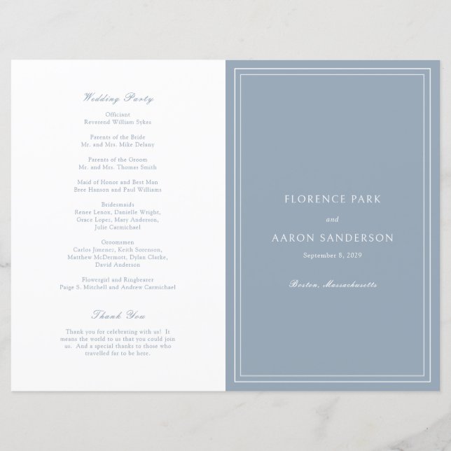 Programme de Mariage Catholique Traditionnel Bleu  (Devant)