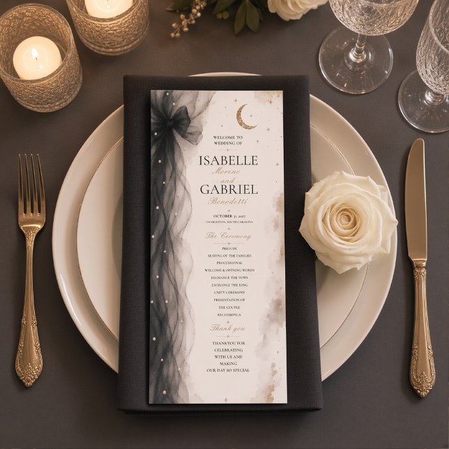 Programme de mariage céleste de luxe Lune Noir (Créateur téléchargé)