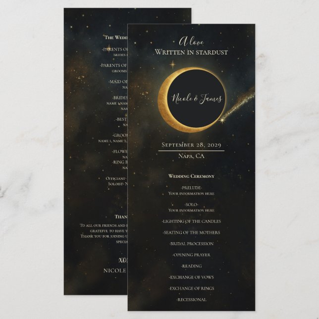 Programme de Mariage Céleste Éclipse de Stardust D (Devant / Derrière)