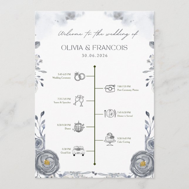 Programme de Mariage – Cérémonie Florale Élégante (Devant)