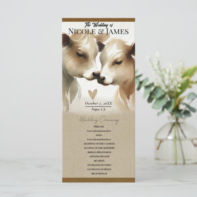 Programme de mariage champêtre amour vache marron  (Debout devant)