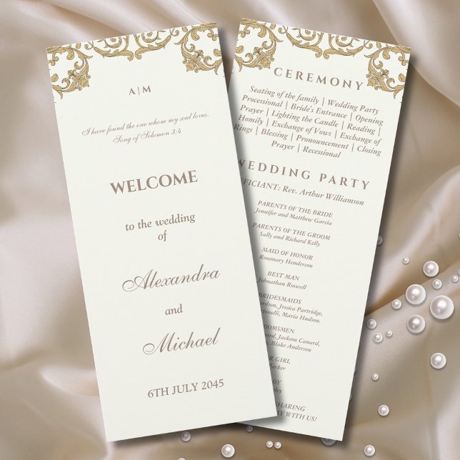 Programme de mariage chrétien baroque ivoire vinta (Créateur téléchargé)