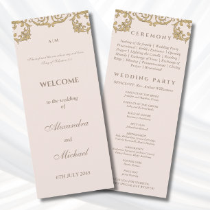 Programme de mariage chrétien baroque vintage rose
