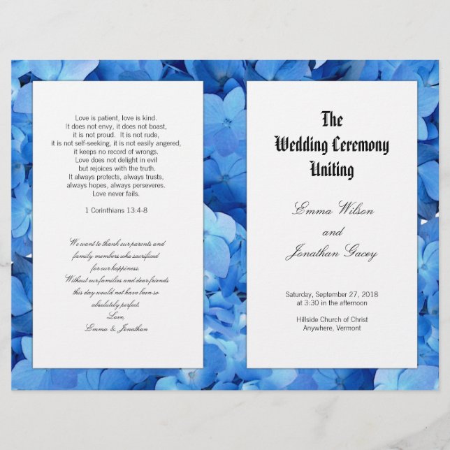 Programme de mariage chrétien catholique Bigleaf H (Devant)