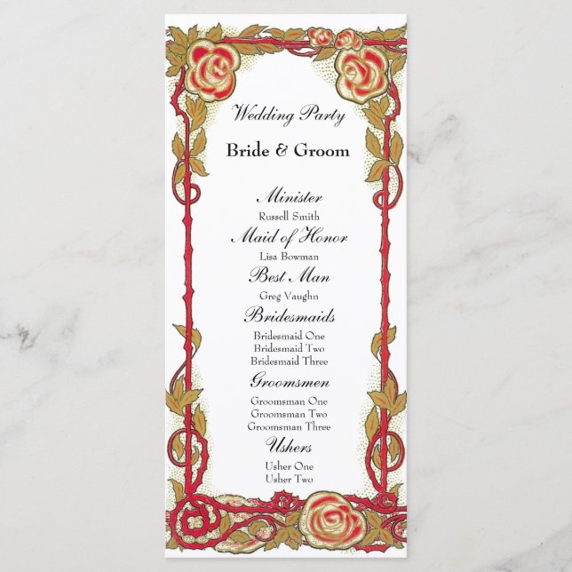 Programme de mariage chrétien Rose vintage (Devant)