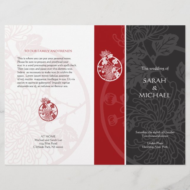 Programme de mariage Chrysanthemum Circulaire (Devant)