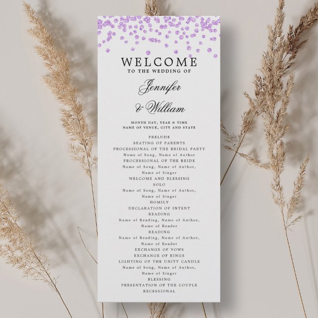 Programme de mariage classique Confetti Purple (Classic Wedding Program Confetti Purple)