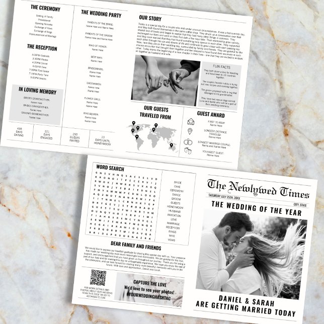 Programme de mariage classique dans les journaux I (Newspaper Wedding Program Info Photos)