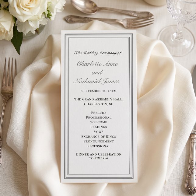 Programme de Mariage Classique Formel Cadre Écru (Classic Formal Ecru Frame Wedding Prorgram)
