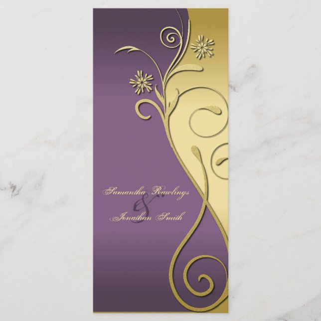 Programme de mariage - Classique violet & or Flora (Devant)