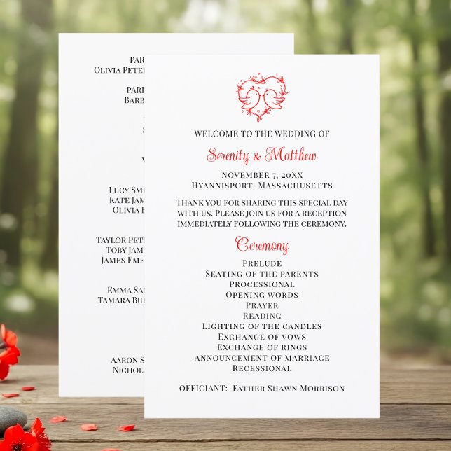 Programme de mariage cœur rouge bohème amoureux ca (Créateur téléchargé)