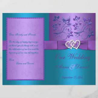 Programme de mariage | Coeurs floraux violets et t