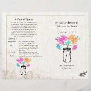 Programme de mariage coloré Zinnia Mason Jar