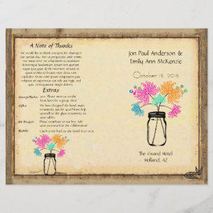Programme de mariage coloré Zinnia Mason Jar