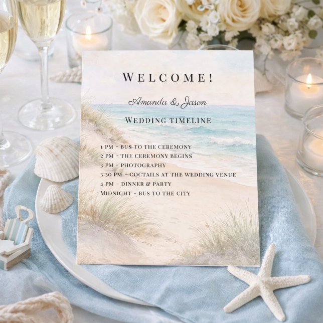 Programme de mariage côtier sur la plage avec un c (Créateur téléchargé)