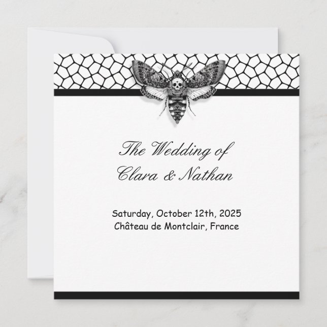 Programme de mariage crâne de papillon gothique –  (Devant)