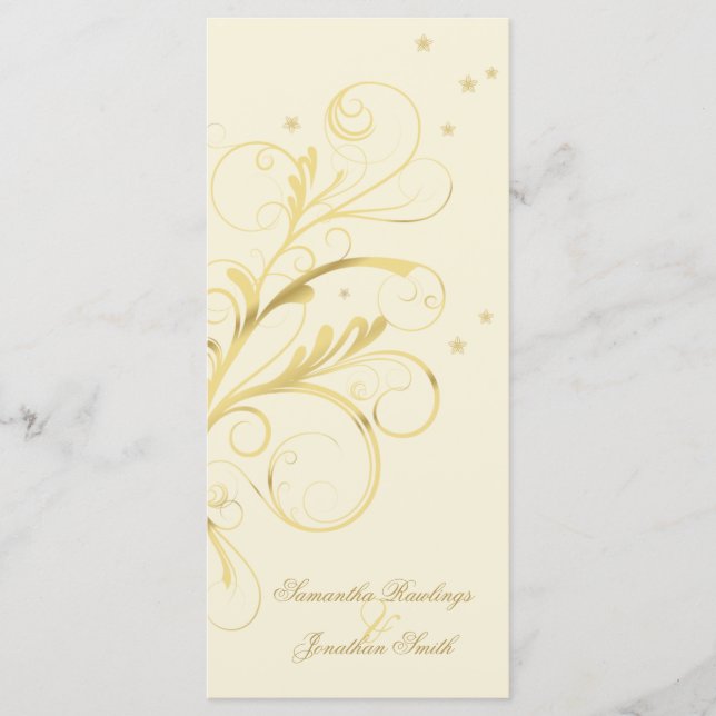 Programme de mariage Crème or Floral Elegant Swirl (Devant)