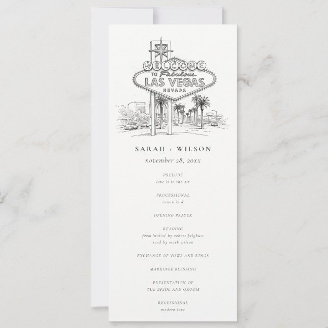 Programme de mariage croqué Las Vegas Nevada (Devant)