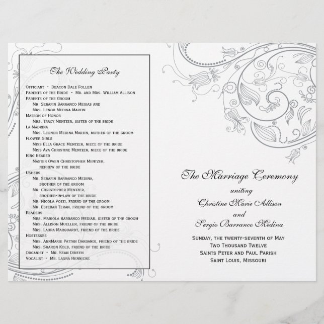Programme de mariage Custom_Pewter (Devant)