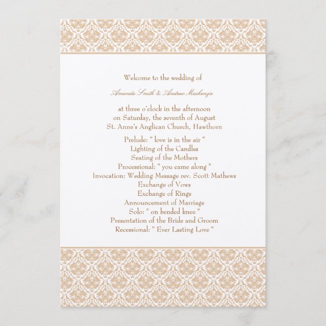 Programme de mariage ~ Damask Stripe 1 (Devant)