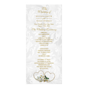 Programme de mariage damassé de coeurs et de