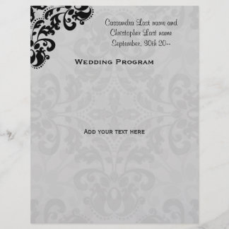 Programme de mariage damassé victorienne noire et 