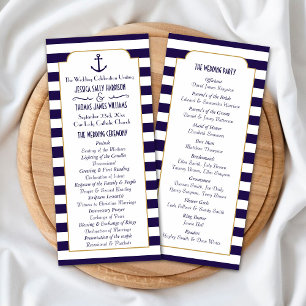 Programme de mariage d'Ancres en bande de la marin