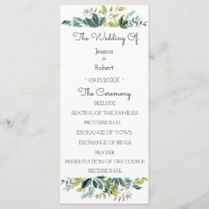 Programme de mariage de bouquet vert