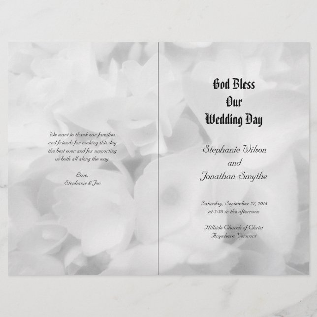 Programme de mariage de cérémonie catholique noir  (Devant)