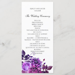 Programme de mariage de fleurs violettes с florale