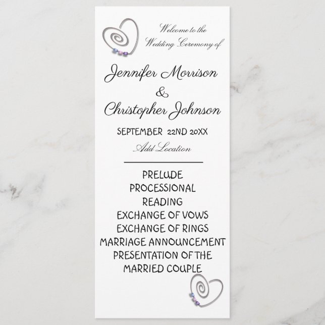 Programme de mariage de gâteaux mariages (Devant)